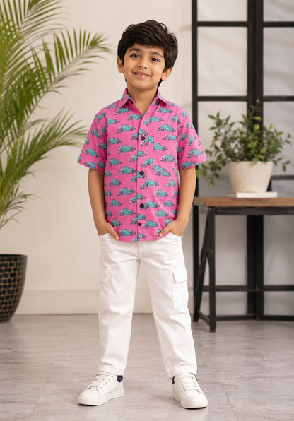 Blue Car printed Shirt for Boy