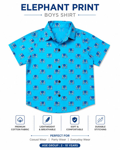 Blue Elephant print Shirt