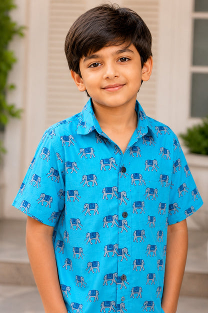 Blue Elephant print Shirt