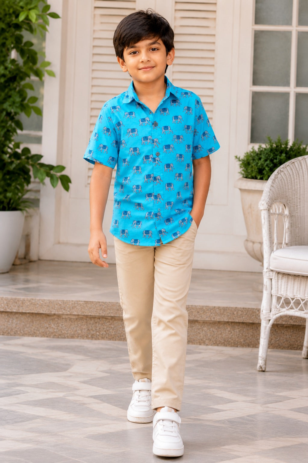 Blue Elephant print Shirt
