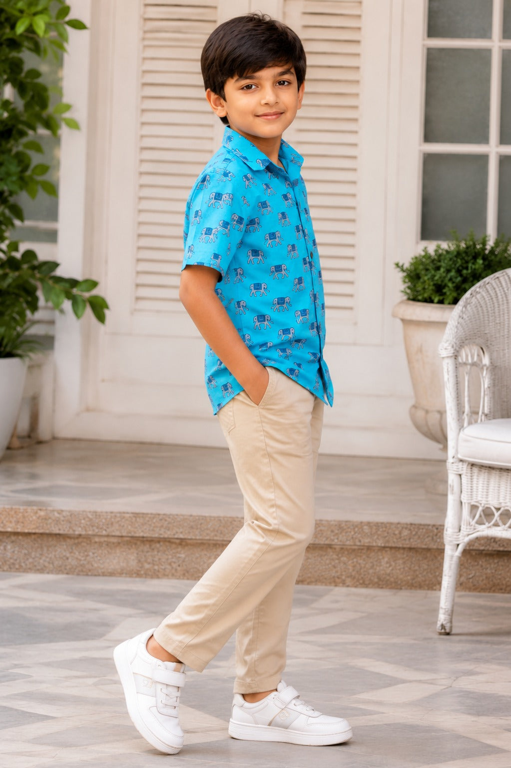 Blue Elephant print Shirt