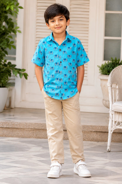 Blue Elephant print Shirt