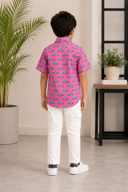 Blue Car printed Shirt for Boy