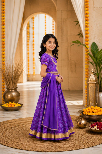 Purple Bandhaj Lehenga Choli set