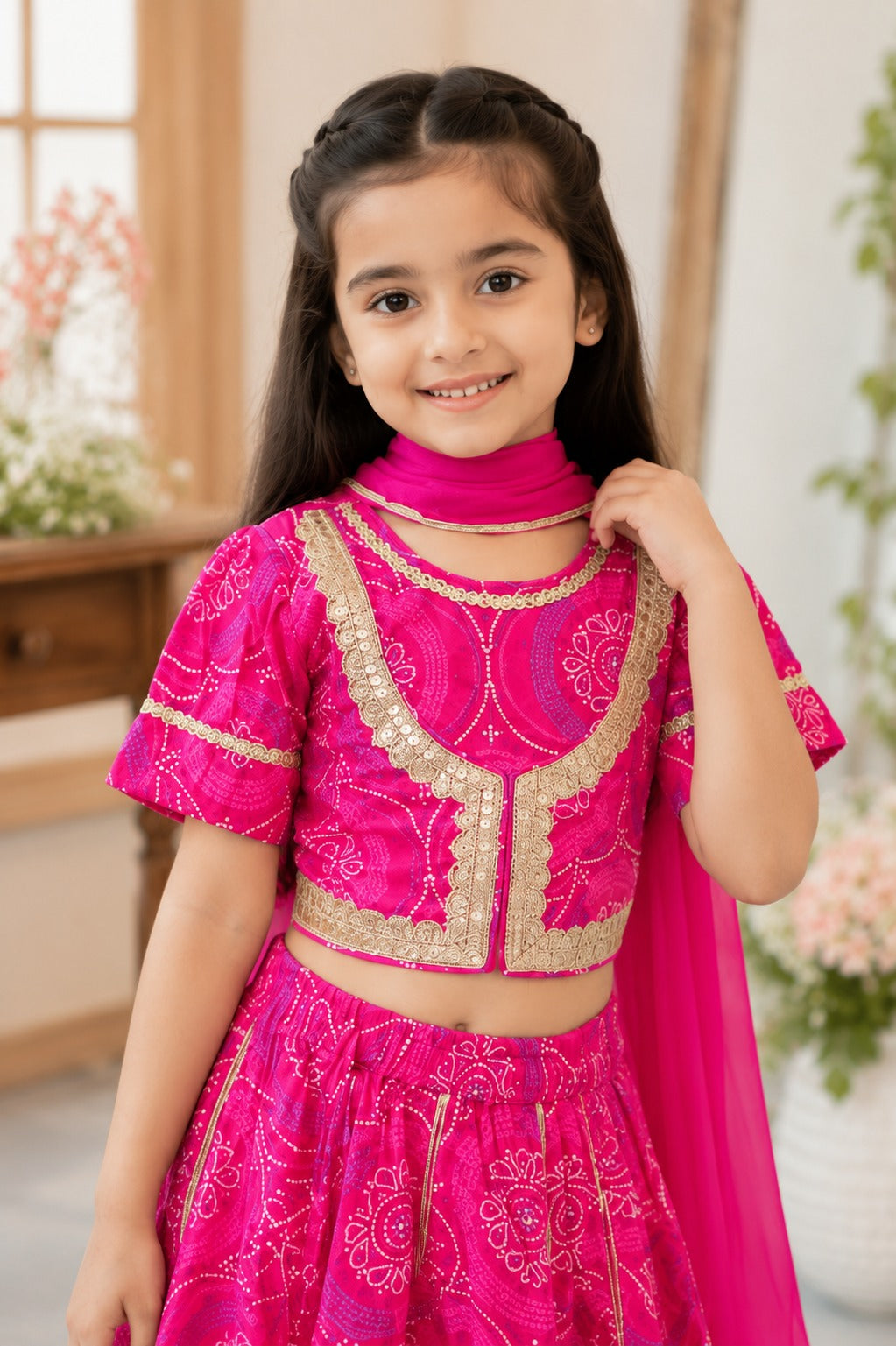 Ethnic Bandhej Lehenga Choli set