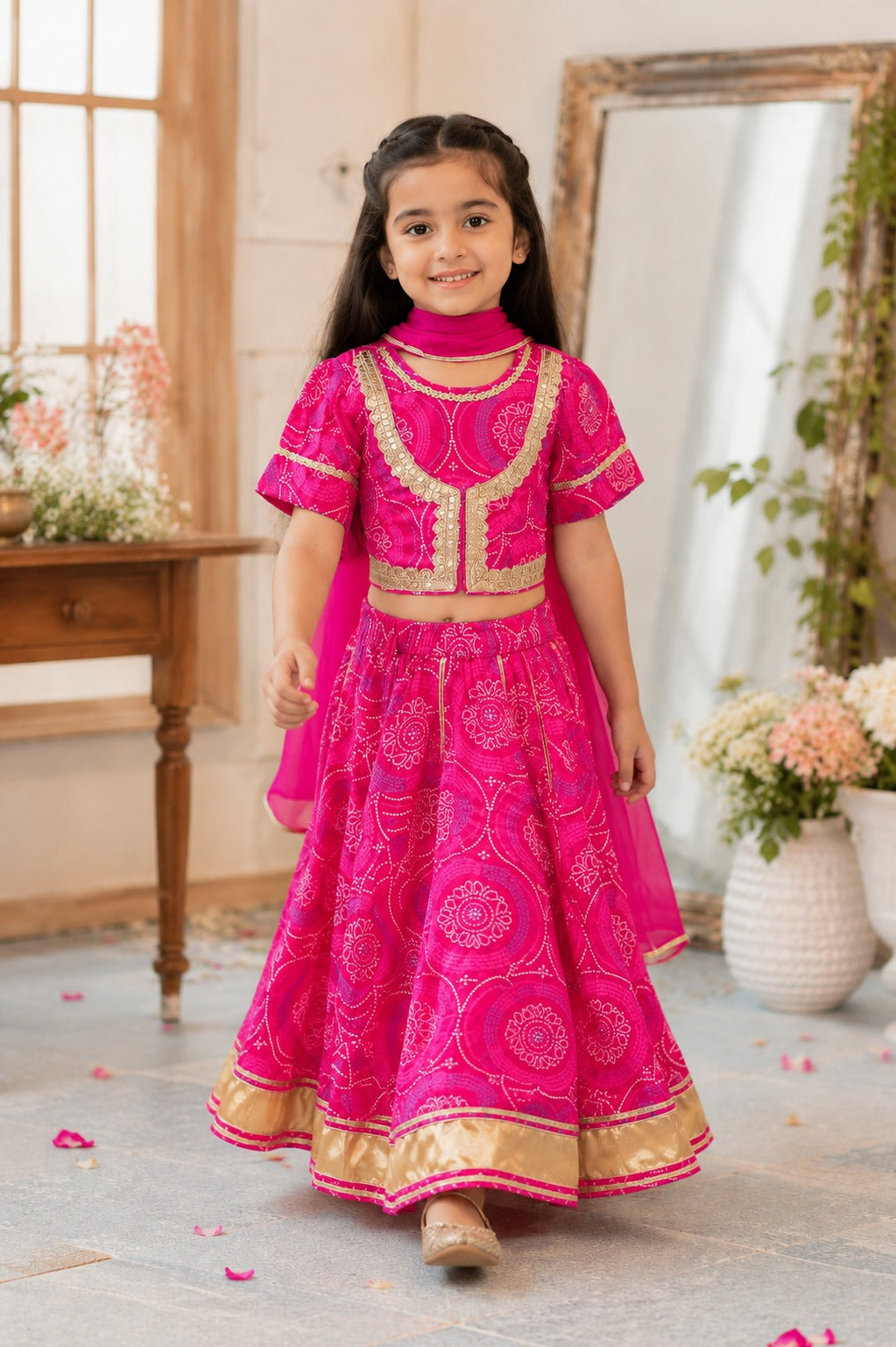 Ethnic Bandhej Lehenga Choli set