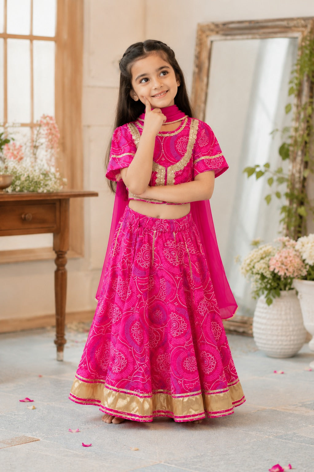 Ethnic Bandhej Lehenga Choli set