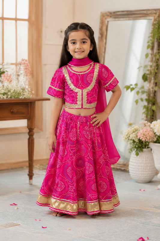 Ethnic Bandhej Lehenga Choli set