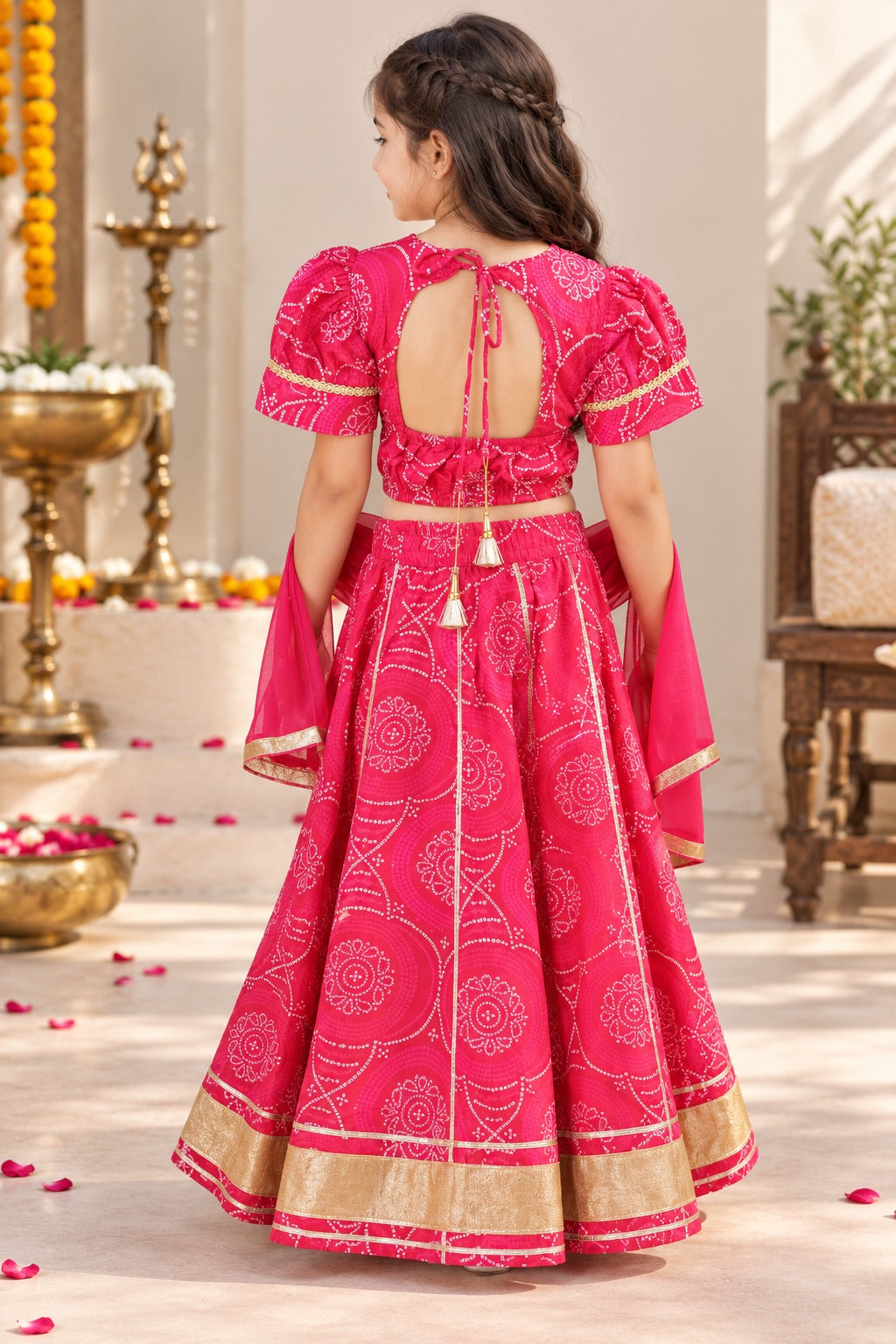 Red Bandhej Lehenga Choli set
