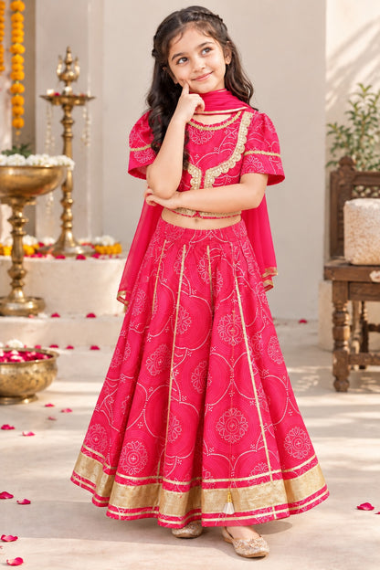 Red Bandhej Lehenga Choli set