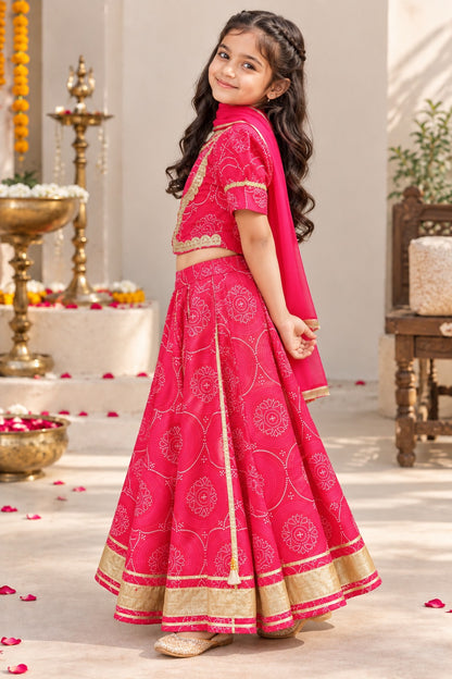 Red Bandhej Lehenga Choli set