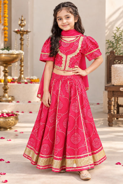 Red Bandhej Lehenga Choli set
