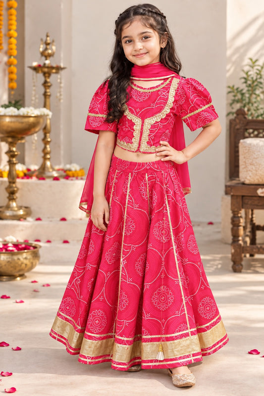 Red Bandhej Lehenga Choli set