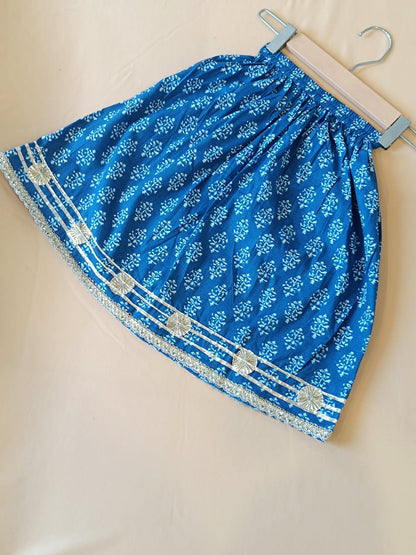 Block Print Blue Colour Lehenga Choli