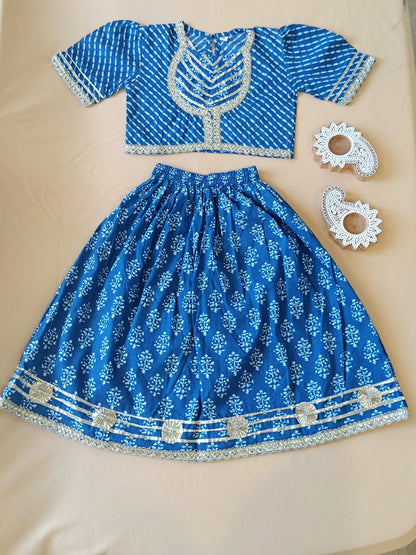 Block Print Blue Colour Lehenga Choli