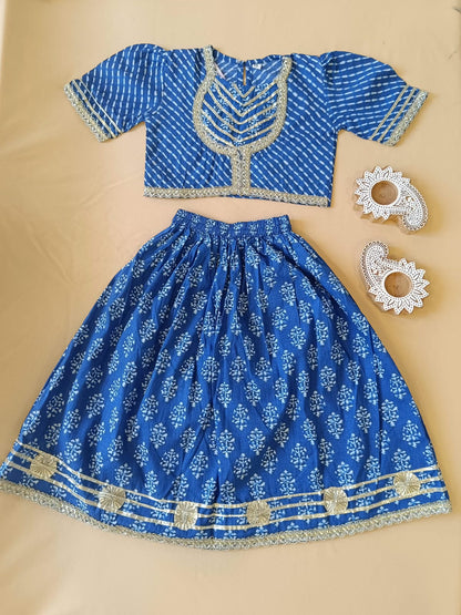 Block Print Blue Colour Lehenga Choli