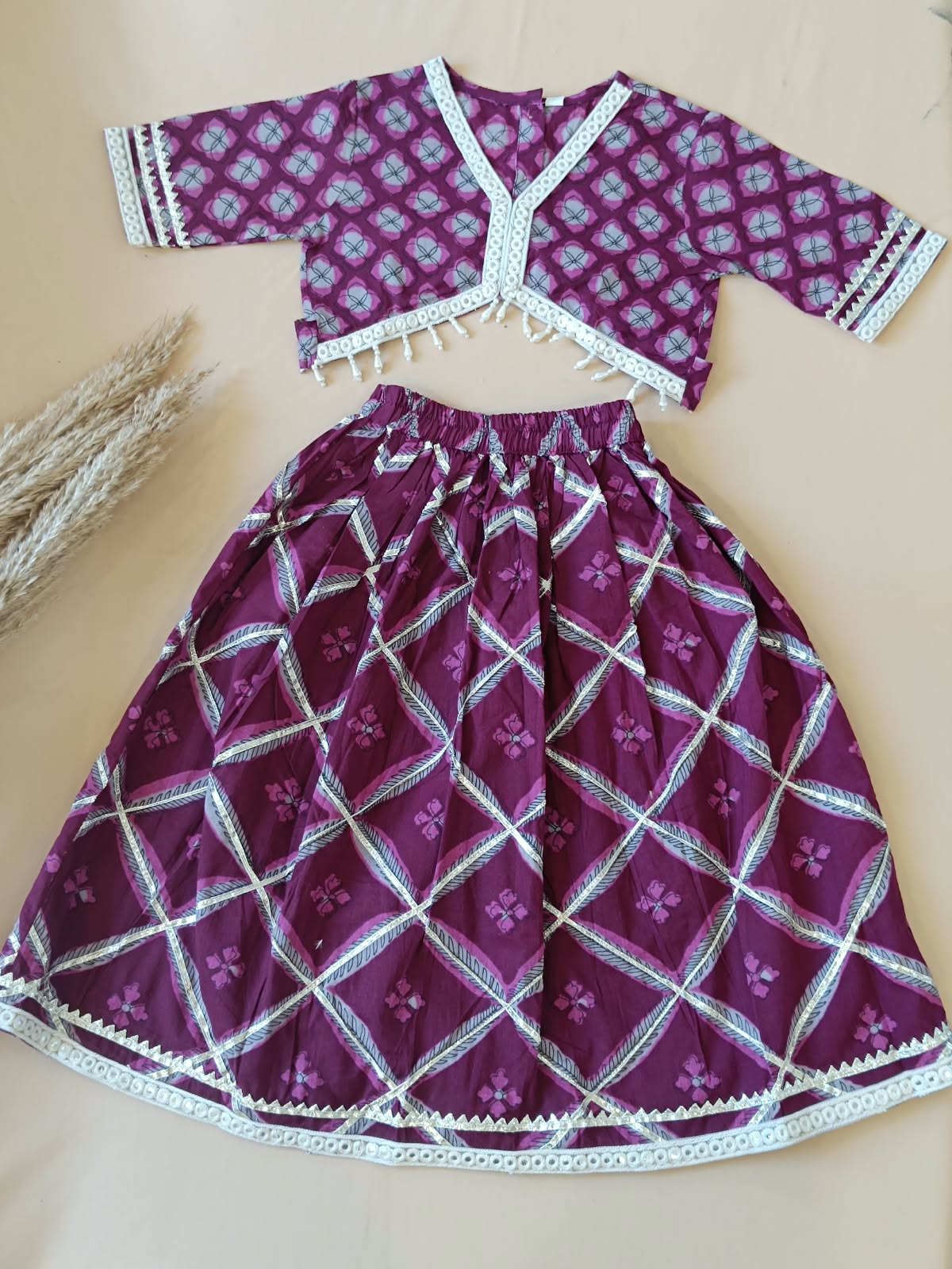 Jaal Buta Print wine Colour lehenga Choli