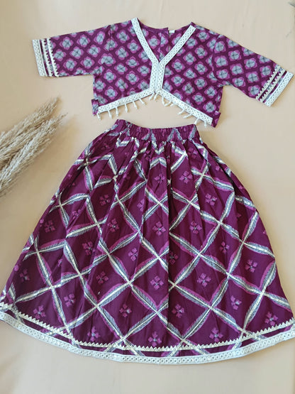 Jaal Buta Print wine Colour lehenga Choli