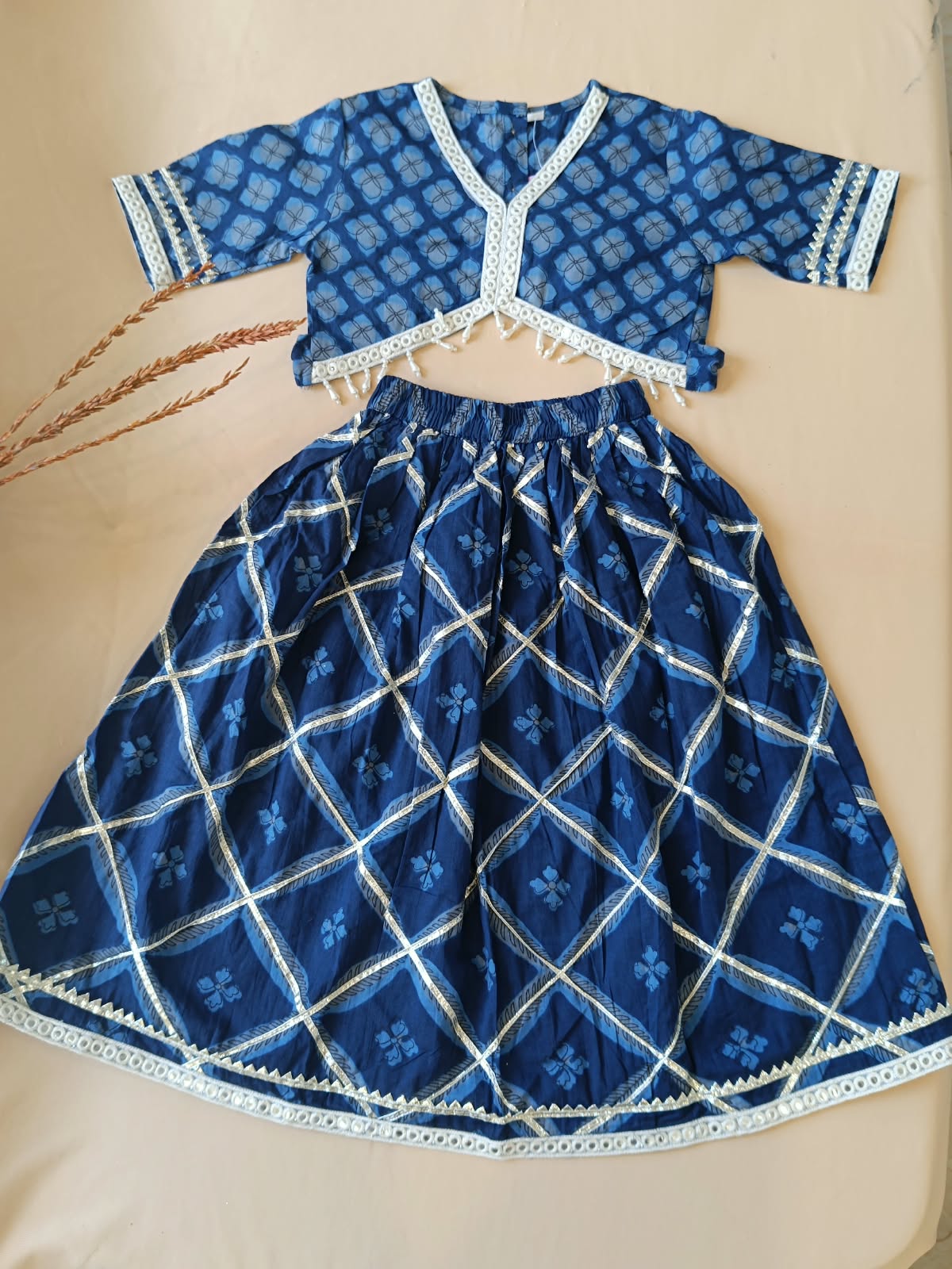 Jaal Butta Print Blue Coloured Lehnga Choli