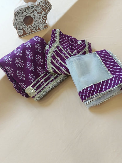 Block Print Purple Colour Lehenga Choli
