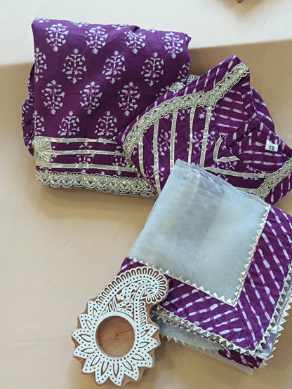 Block Print Purple Colour Lehenga Choli