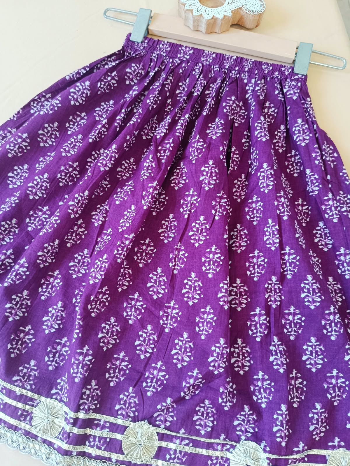Block Print Purple Colour Lehenga Choli