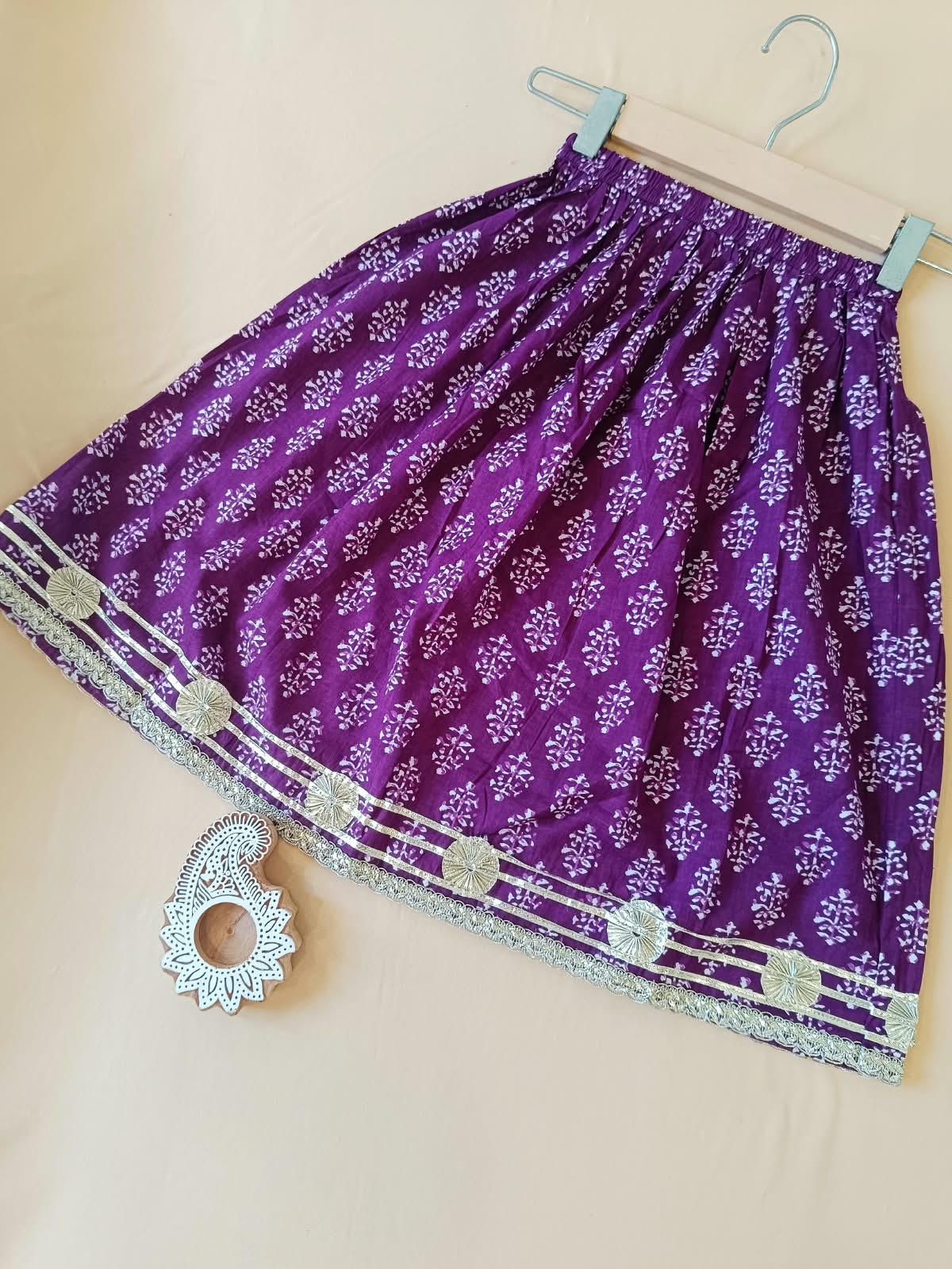 Block Print Purple Colour Lehenga Choli