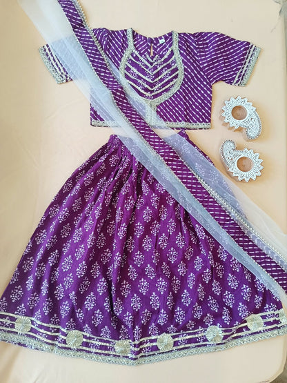 Block Print Purple Colour Lehenga Choli