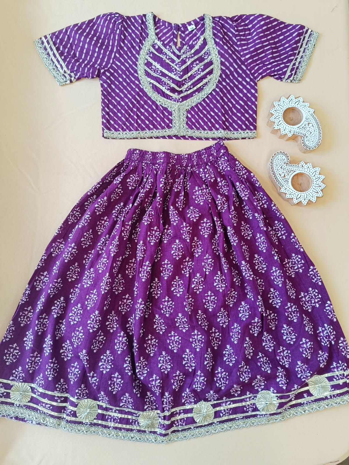 Block Print Purple Colour Lehenga Choli