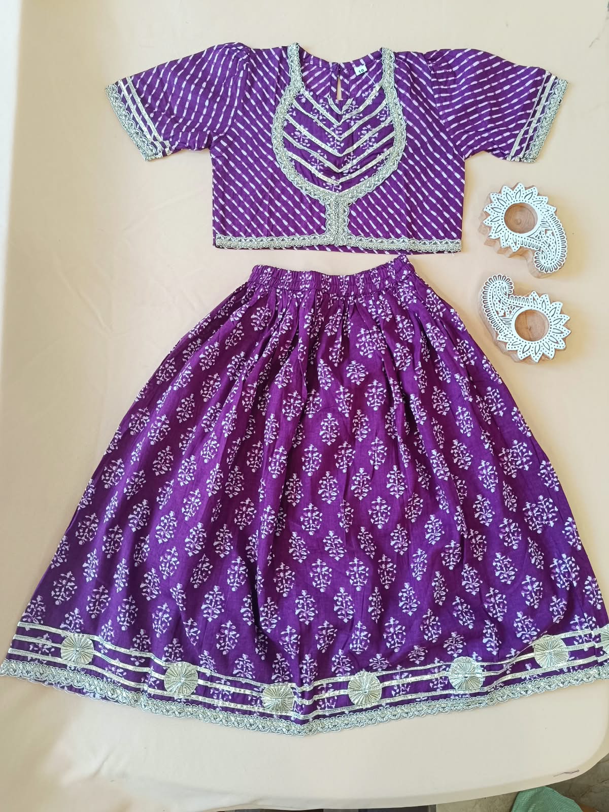 Block Print Purple Colour Lehenga Choli