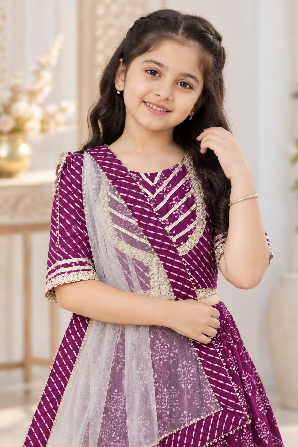 Block Print Purple Colour Lehenga Choli