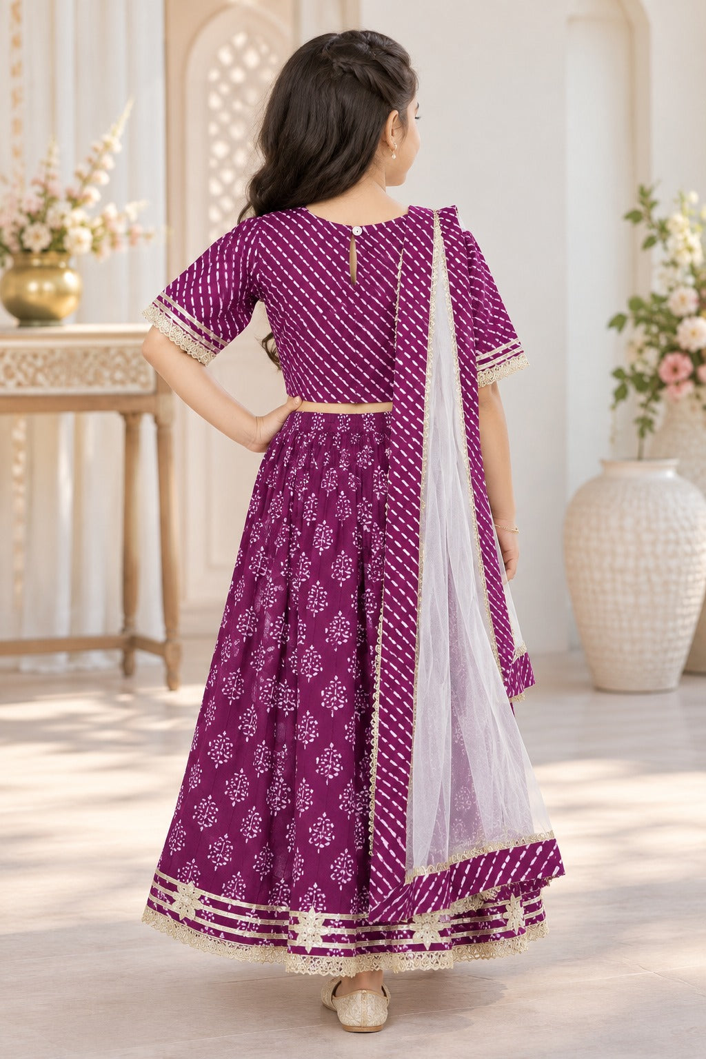 Block Print Purple Colour Lehenga Choli