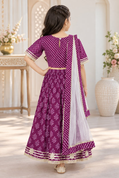 Block Print Purple Colour Lehenga Choli