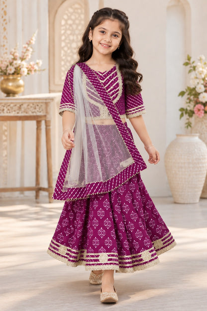 Block Print Purple Colour Lehenga Choli