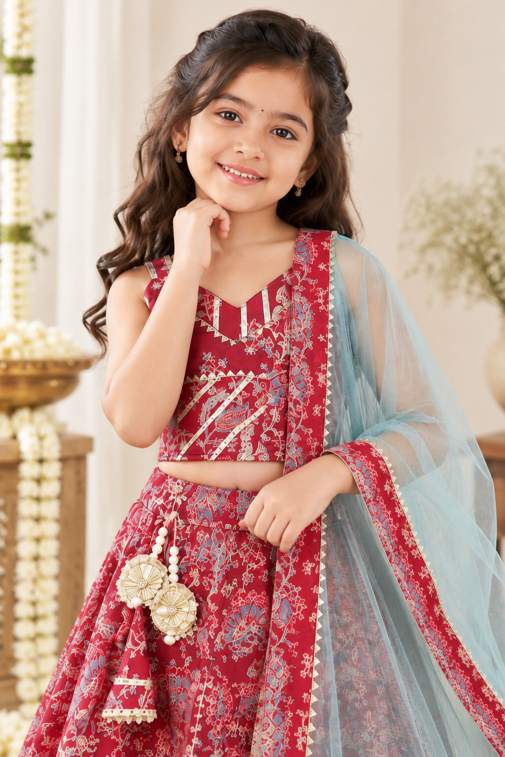 Block Print Maroon Colour lehenga Choli