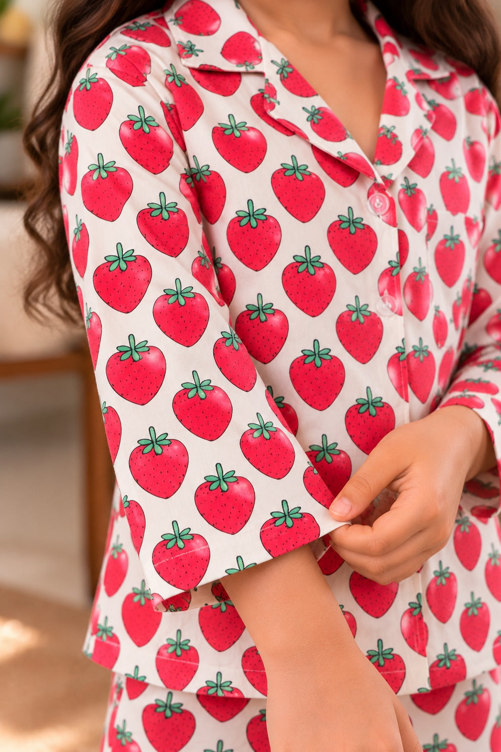 Strawberry Print Red color Night suit