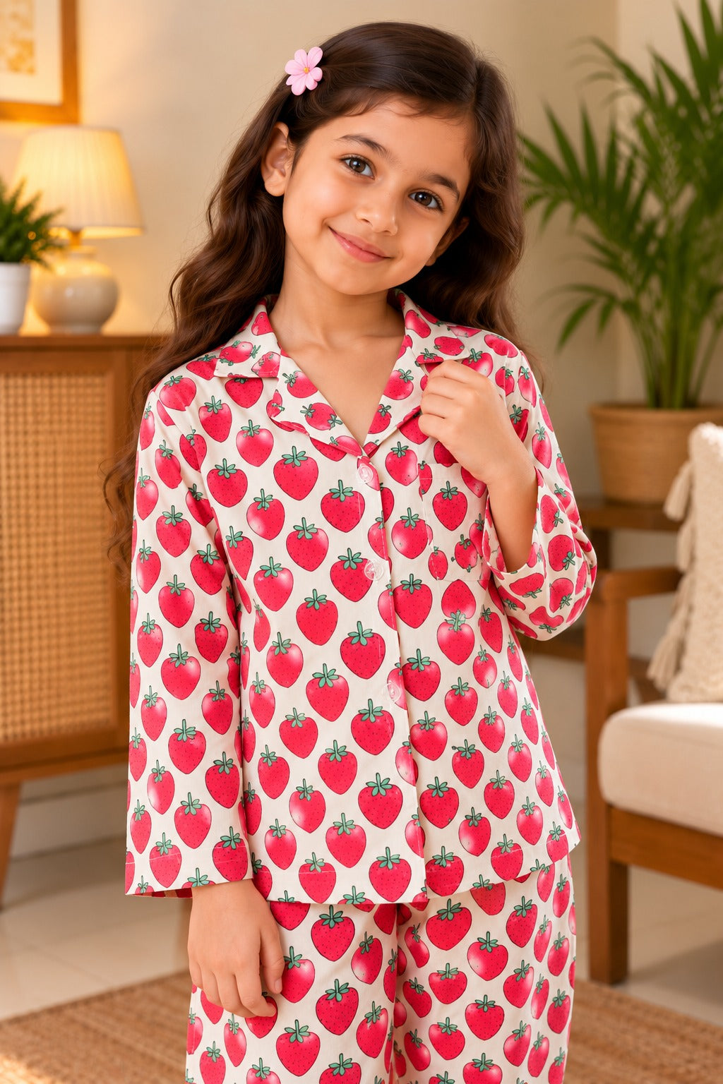 Strawberry Print Red color Night suit