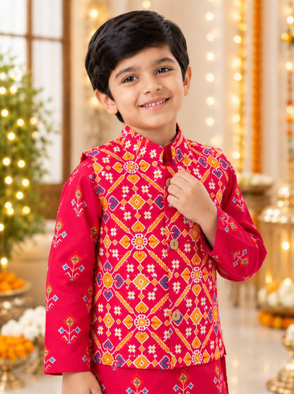 Patola Print Jacket with Kurta -Pyjama