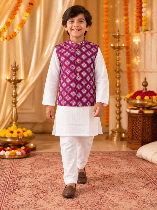 Jaal Buta Jacket with Kurta Pyjama