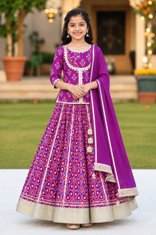 COTTON PATOLA LEHENGA WITH KURTI KANCHALI TOP DESIGN