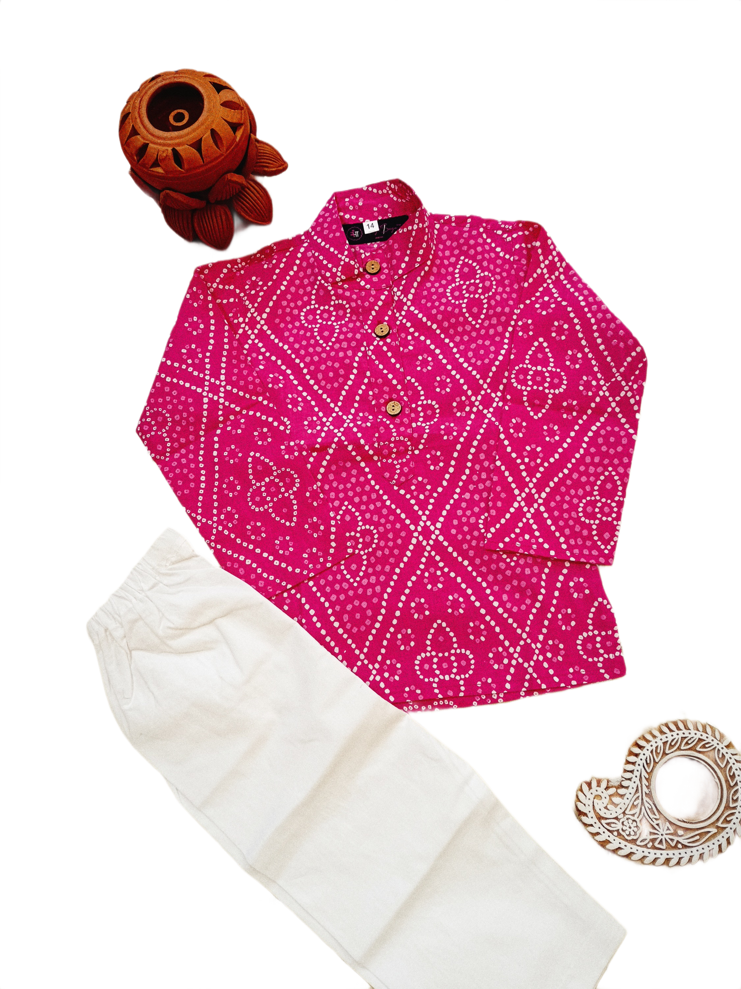 Purple Bandhej Tie and dye Kurta -Pyjama