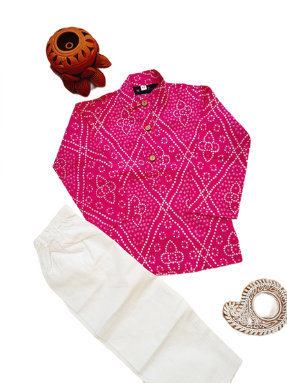 Purple Bandhej Tie and dye Kurta -Pyjama