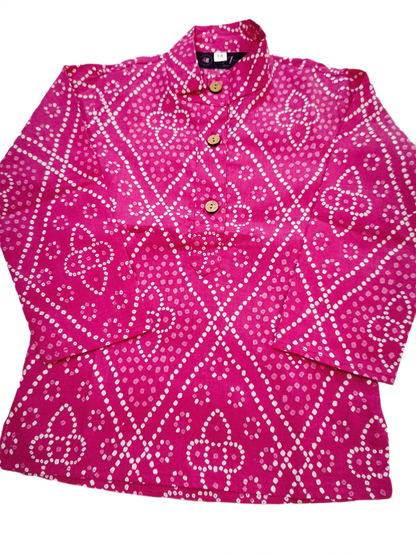 Purple Bandhej Tie and dye Kurta -Pyjama