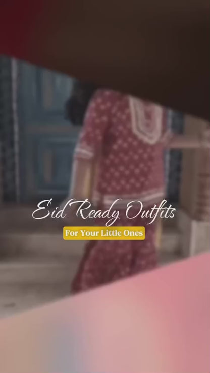 Ethnic wear Screen Printed Pink Kurta With Sharara Set
