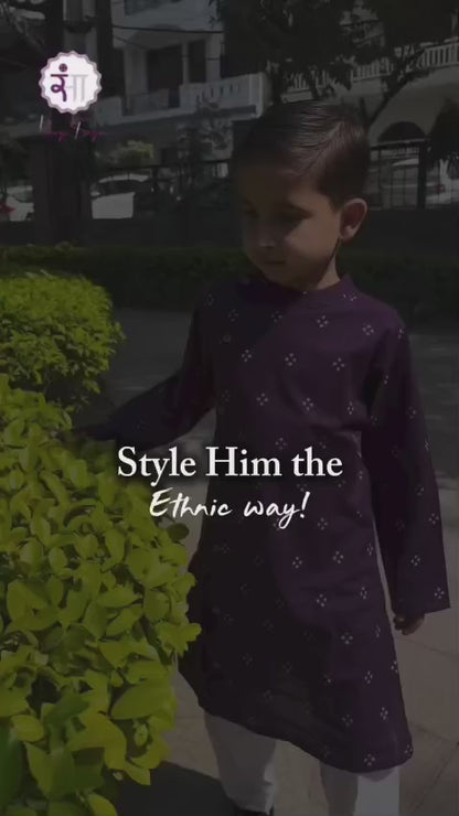 Purple Bandhej Kurta -Pyjama set