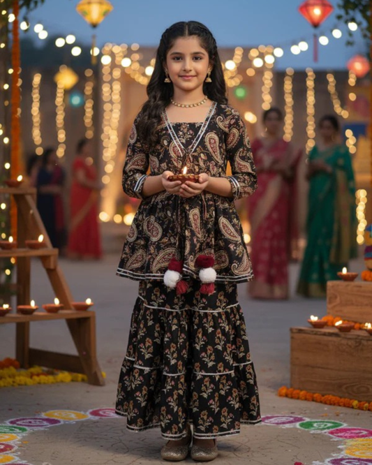 Block Print Black Colour Lehenga Choli