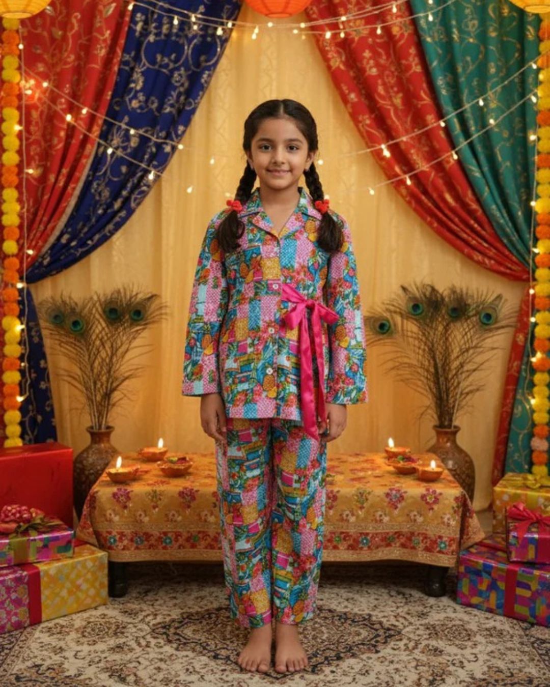 Fruit Print Pink colour Girls Co-Ord Set